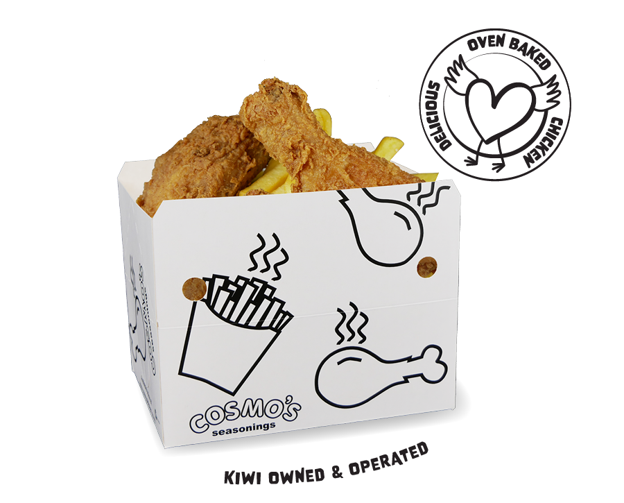 Crazy Mo’s oven-baked chicken meals with chips, drinks, and signature seasonings on the homepage hero image